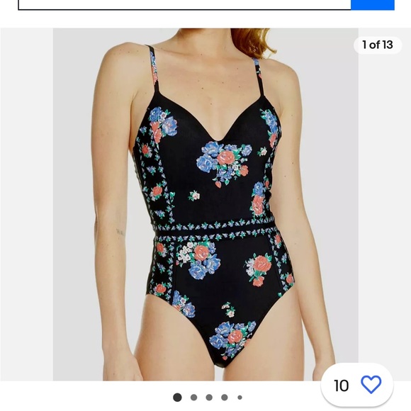 TORY BURCH Tea Rose Heirloom Stripe Floral Print One Piece Swimsuit - Picture 4 of 15